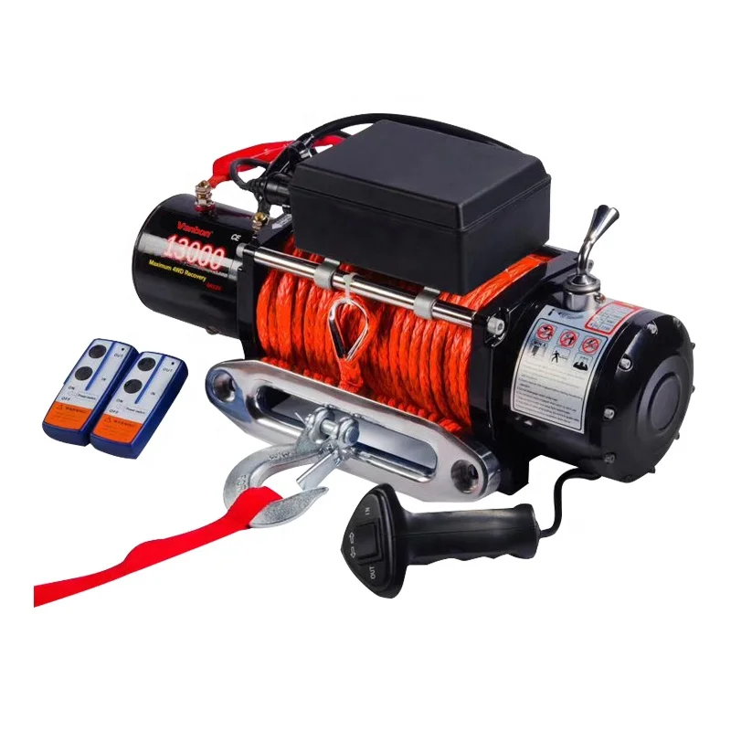 Vanbon good price 12000 lbs portable electric mini winch 12V with remote control for sale