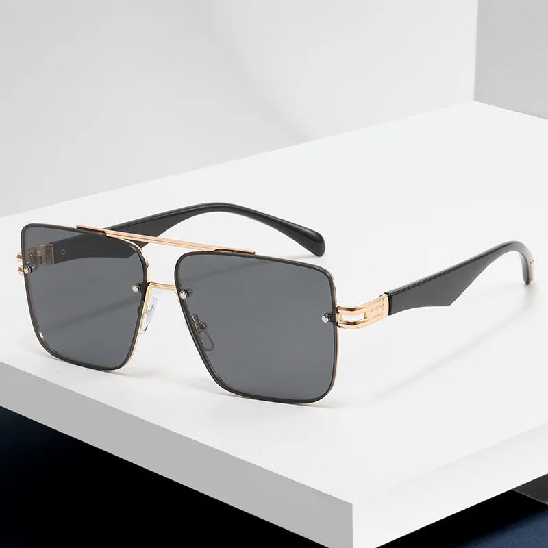 

New Fashion Sunglasses Female European and American Large Frame Double Beam Male Personality Trend Square Toad Mirror Sunglasses