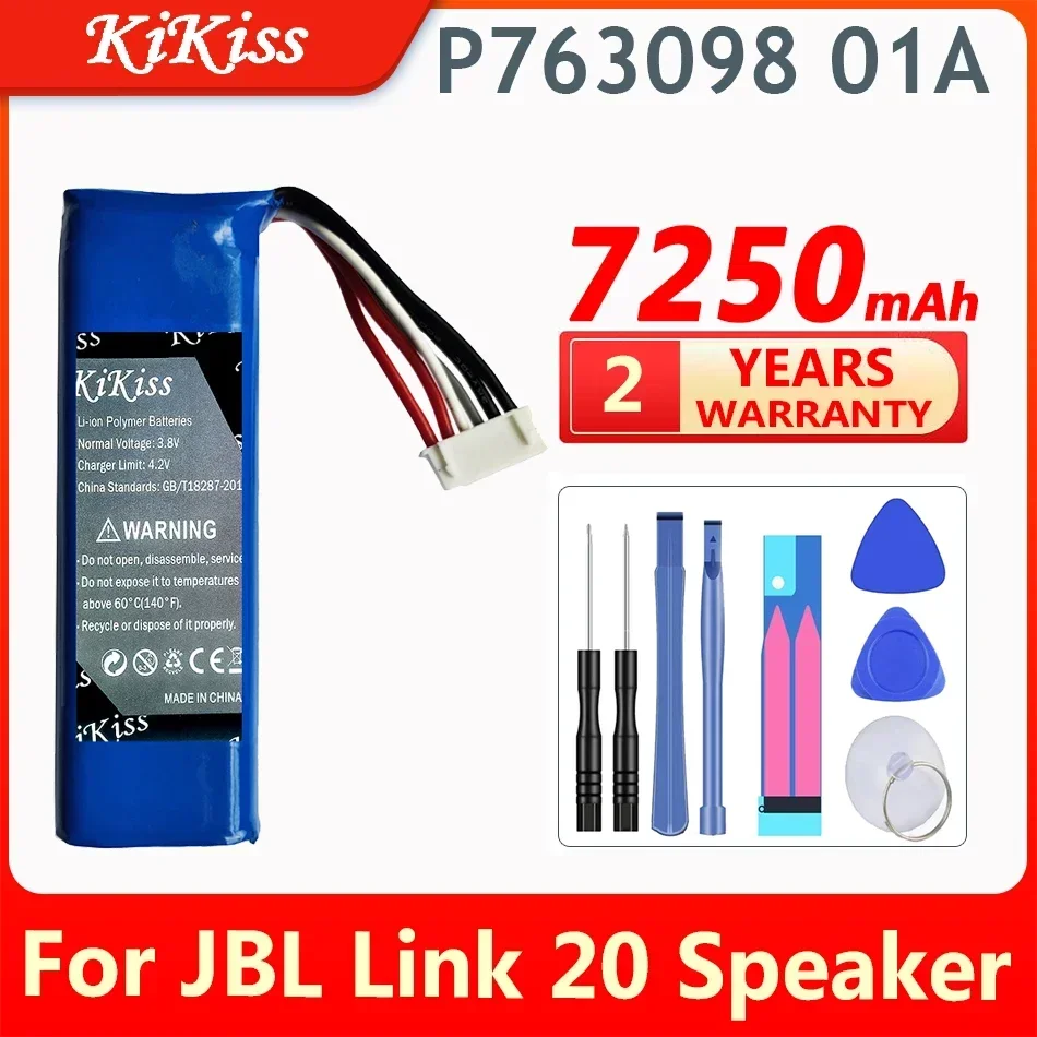 KiKiss High Capacity 7250 мАч P 763098 Аккумулятор 01A для динамиков JBL Link 20 Link20 + бесплатные
