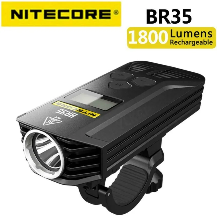 Скидка Велосипедный фонарь Nitecore BR35, 1800 лм, 2xCREE XML2 U2, OLED дисплей высокой четкости, перезаряжаемая велосипедная фара со встроенным аккумулятором