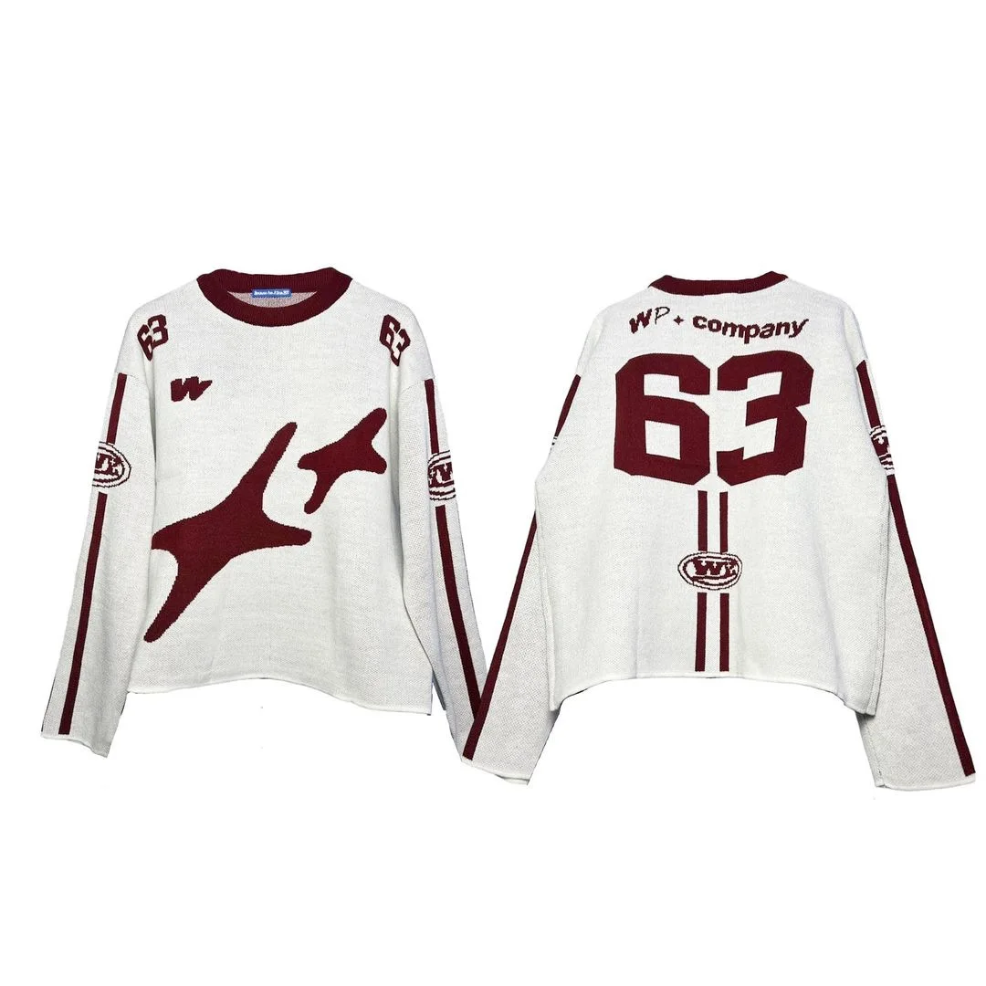 Y2k зимний пуловер с длинными рукавами и круглым вырезом уличный вязаный