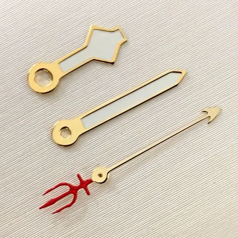 Green Luminescent Watch Hands Gold-Rimmed White Black Seconds Fitting Fits NH35 NH36 4R36 Automatic Movement Men's Watch Hands