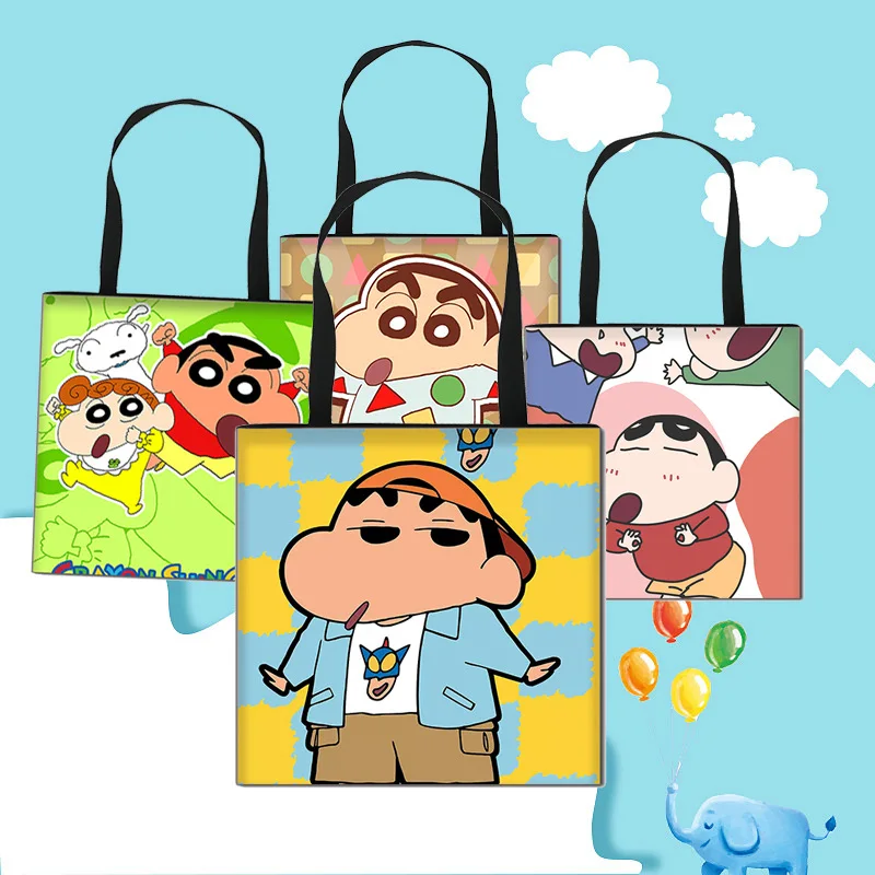 

Crayon Shin-Chan маленькая белая собака кавайная Большая вместительная сумка-тоут Мультяшные модные сумки для покупок женские Наплечные сумки с п...