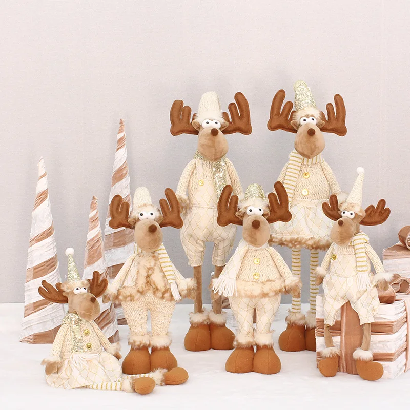 

2023 New Year Merry Christmas Tree 68 Cm Retractable with Sequins Standing Elk Doll Home Shopping Mall Hotel Window Ornaments
