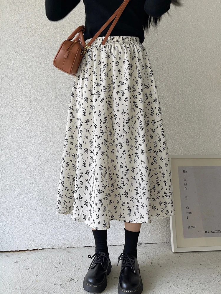 Мягкие черные цветочные юбки французская трапециевидная юбка-бюстье Женская