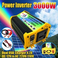3000w car power inverter dc 12v 24v to ac 110v 220v transformer converter solar dual usb inverter for car appliances 3y