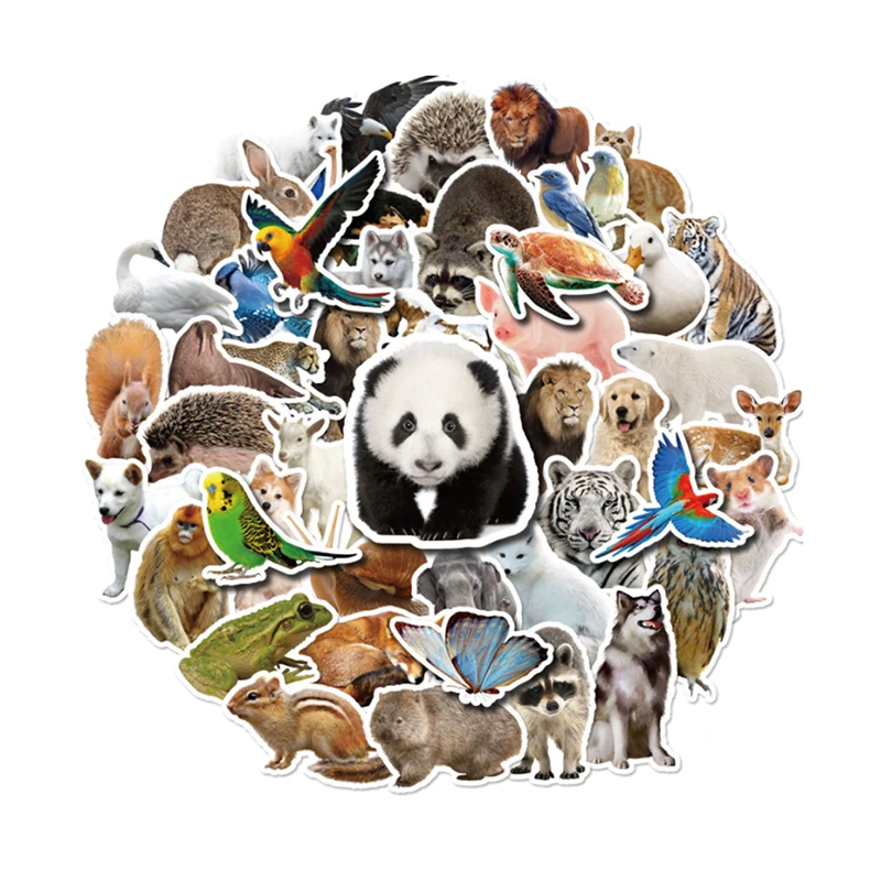 

50pcs Cute Zoo Animal Sticker For Kids Toy Funny Graffiti Decals Waterproof Stickers Non-repeat Waterproof Car Stickers