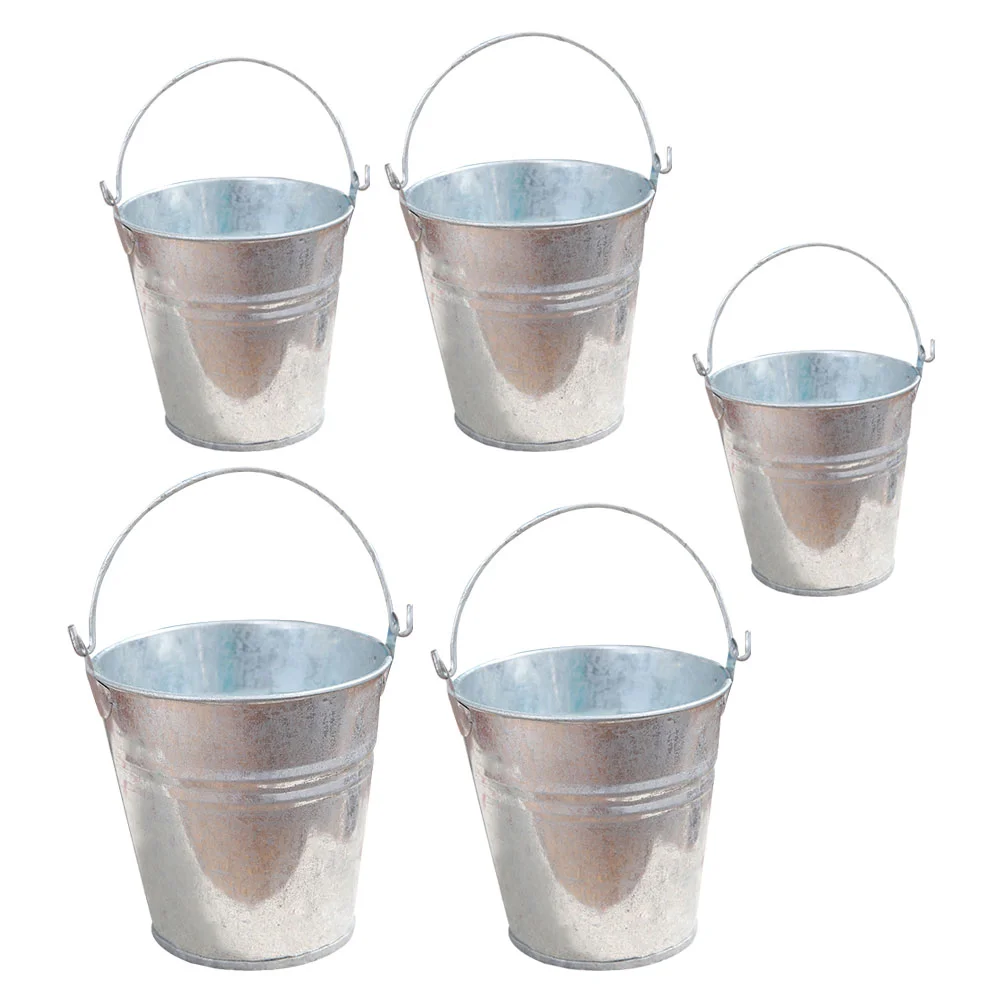 

5 Pcs Tin Bucket Household Galvanized Decor Flower Decorative Mini Food Containers Desktop Outdoor Home