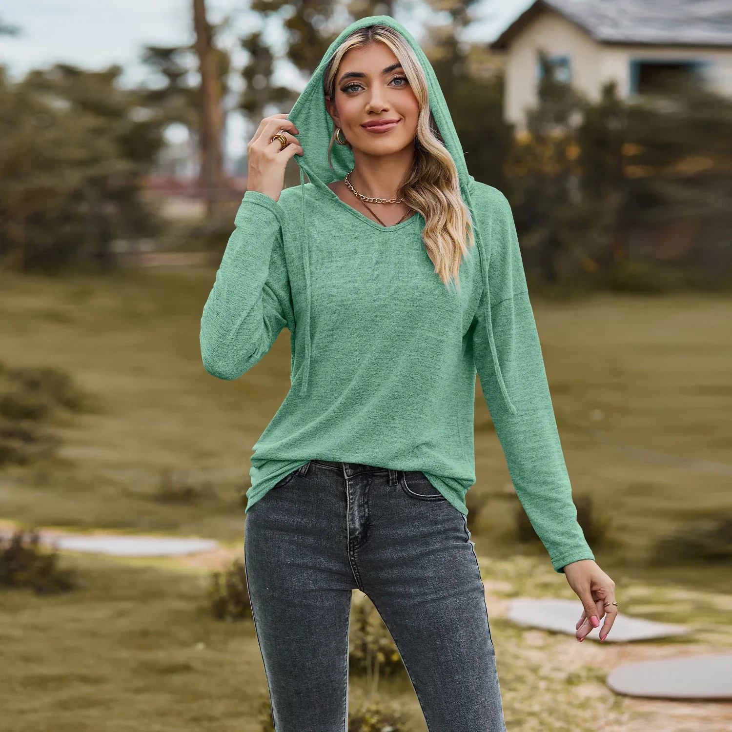 Женская одежда толстовки осенняя для женщин длинный рукав свободный крой