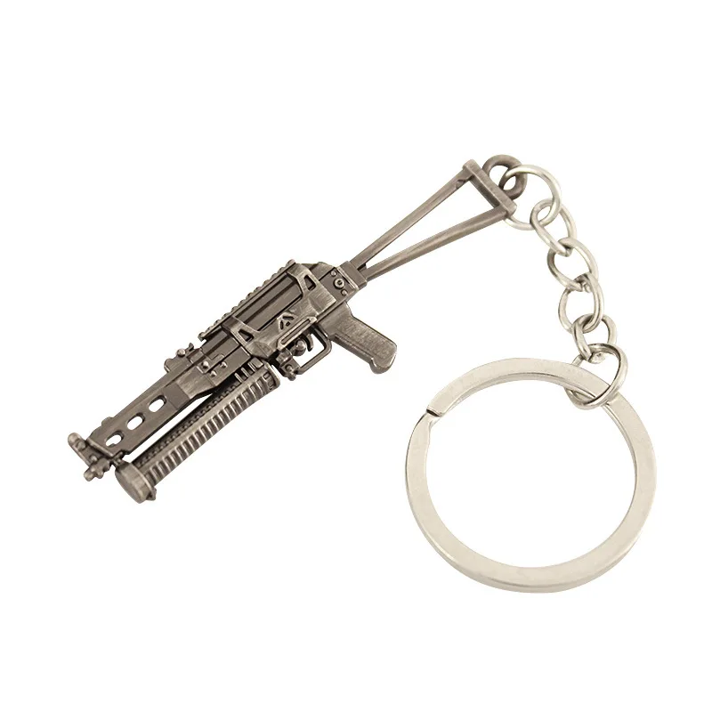 

CSGO PUBG Weapon Keychain 7cm Mini Bison PP19 Pendant Metal Weapon Gun Model Keyring