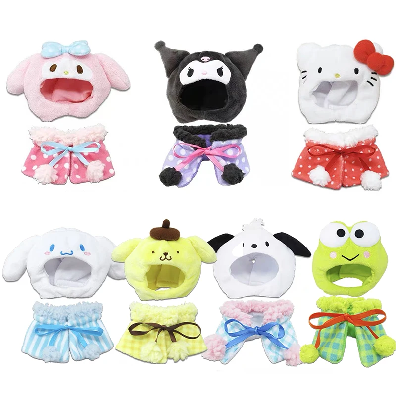 

Kawaii Sanrios Anime Kuromi My Melody Cinnamoroll Purin Dog HelloKittys Pachacco Cute Plush Doll Clothes Set Pendant Girl Gift