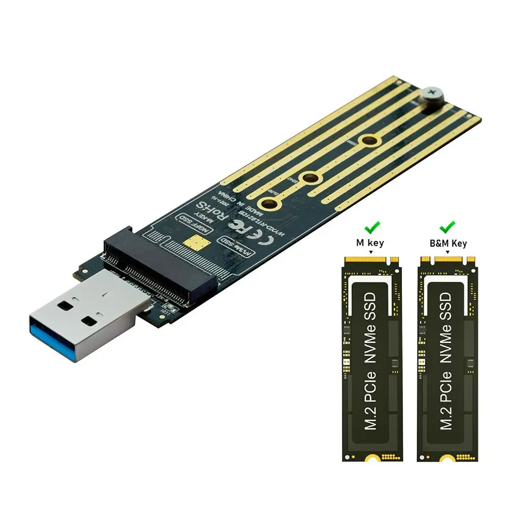 Адаптер M.2 NVMe NGFF к USB с двумя протоколами SATA M2 SSD-плата USB3.1 10 Гбит/с A-конвертер для