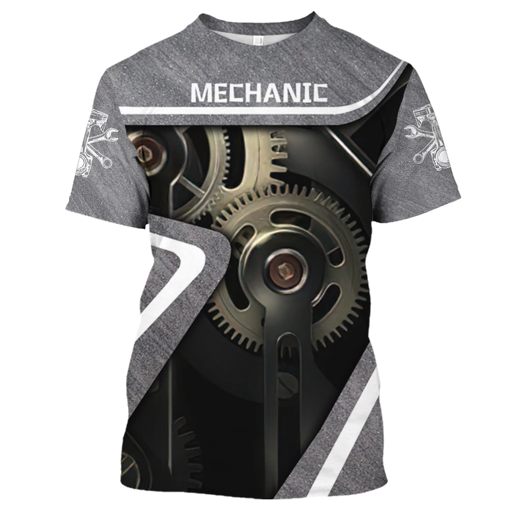 

New Short Sleeve Vintage T-shirt O-Neck Personalized Mechanical 3D Printing Men's T-shirt Plus Size Clothing Casual Top