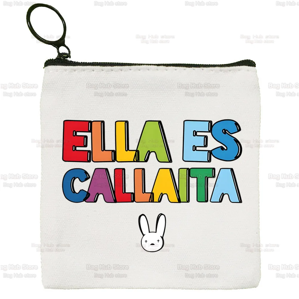 Bad Bunny UN VERANO SIN TI Music Album Cute Canvas Coin Purse Small Fresh New Zipper Key Bag Hand Gift Bag