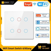 alexa smart switch brazil standard tuya control works with google wifi smart home switches touch screen glass panel 46 gang