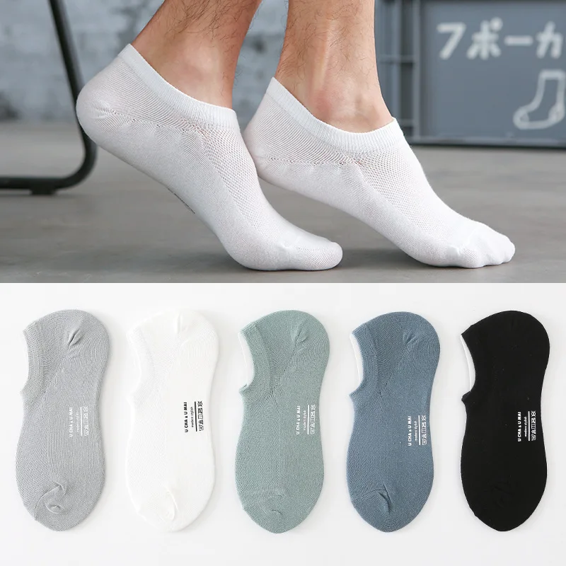 

Summer Thin Mens Invisible No Show Socks Mesh Breathable Low Cut Ankle Boat Socks Solid Silicone Non-slip Men Male Sock Slippers