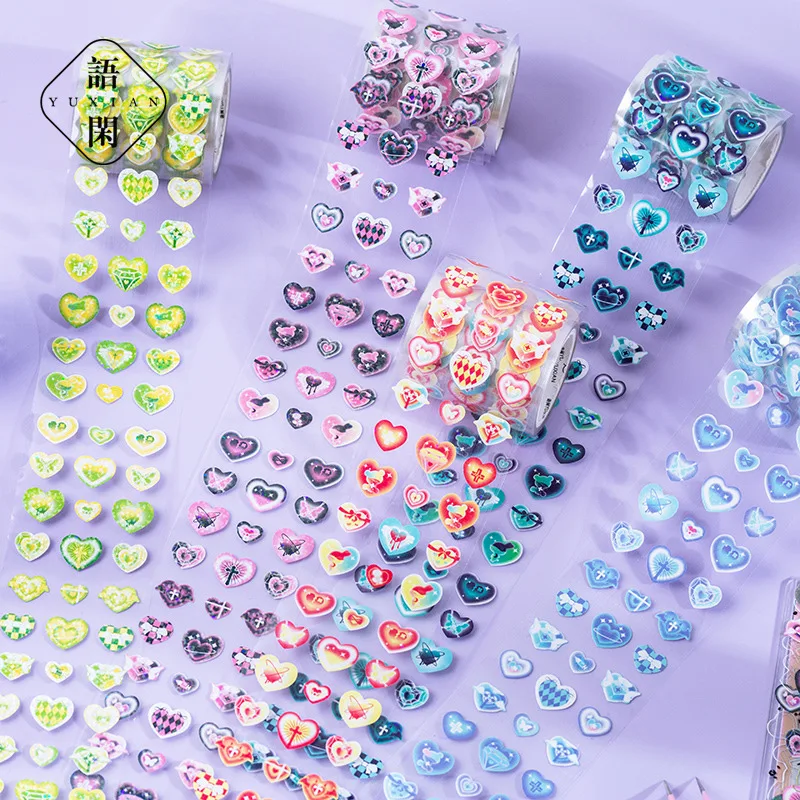 

Лазерная высекальная лента 5 см * 3 м, Милая блестящая мини-наклейка с сердечками, милое сердце для скрапбукинга, Молочная Книга, стикеры ручн...