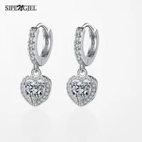 sipengjel fashion delacate cubic zircon small hoop earrings simple heart drop dangle earrings for women jewelry fine gift