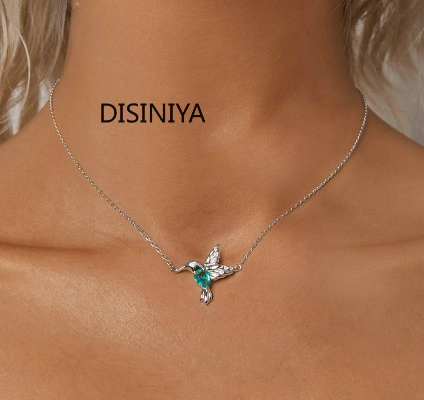 Ожерелье-колибри из стерлингового серебра 925 пробы с покрытием белого золота