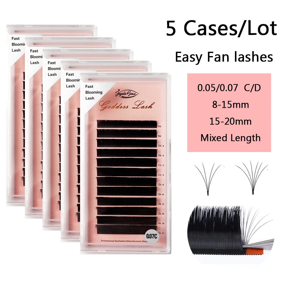 

5Boxes Easy Fan Eyelashes Blooming Eyelash Extension 8-15-20mm Mixed Thick Faux Mink Volume Lash Fast Fans Silk Lashes Wholesale