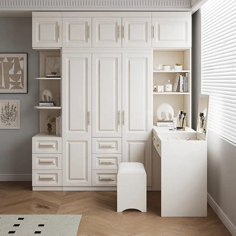 Полноразмерный шкаф для спальни ящик хранения скандинавские двери деревянный