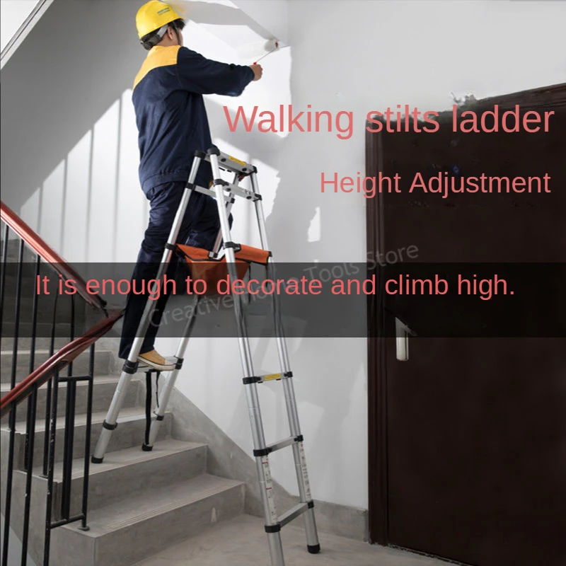 

1.4+1.4M Stainless Steel Herringbone Ladder Portable Ladder for Home Climbing Telescopic Folding Ladders Engineering Stairs