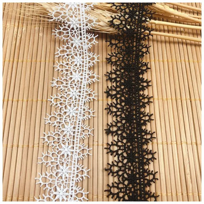

45Yards Embroidery Lace Trim 3.2cm Ribbon White Black Lace Fabric Doll Accessories Sewing Guipure Supplies dentelle encajes