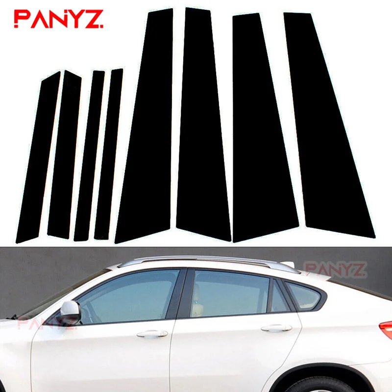 

8pcs Car Door Window Column BC Pillar Post Trim Sticker Cover for BMW X6/E71 2008 2009 2010 2011 2012 2013 2014