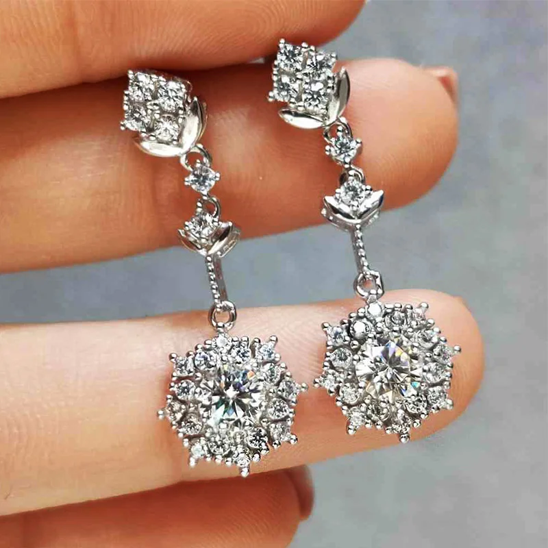 

Ne'w Novel Design Women's Dangle Earrings with CZ High-quality Silver Color Aesthetic Wedding Accessories 2023 Trend Jewelry
