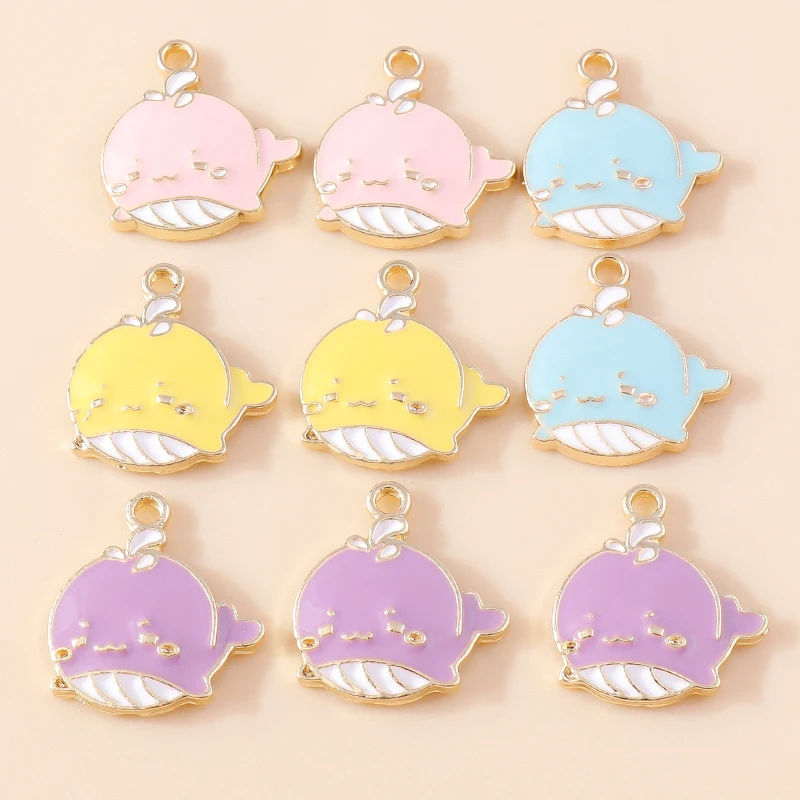 

10pcs Cute Enamel Whale Charms Kawaii Summer Beach Animals Pendants for Bracelet Necklace Earring KeyChain DIY Jewelry Making