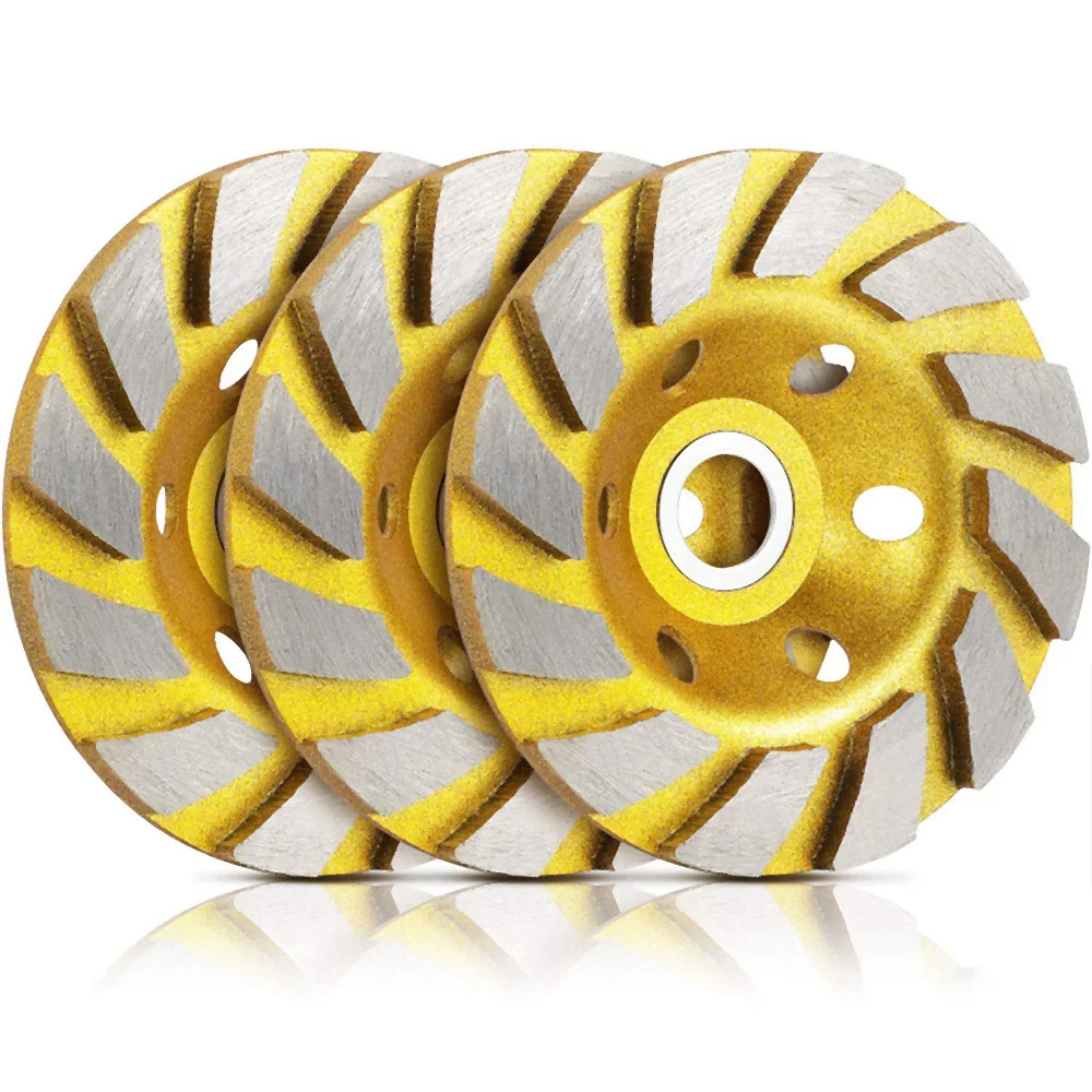 

3 Pcs Turbo Row Diamond Grinding Cup Wheel Concrete Turbo Cup Disc Grinder for Sand of Concrete Walls Floors
