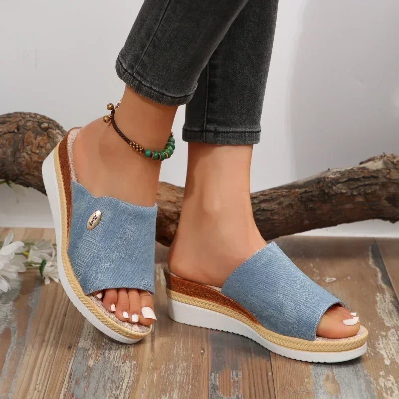 Летние новые женские туфли женская обувь внешняя торговля тапочки танкетка