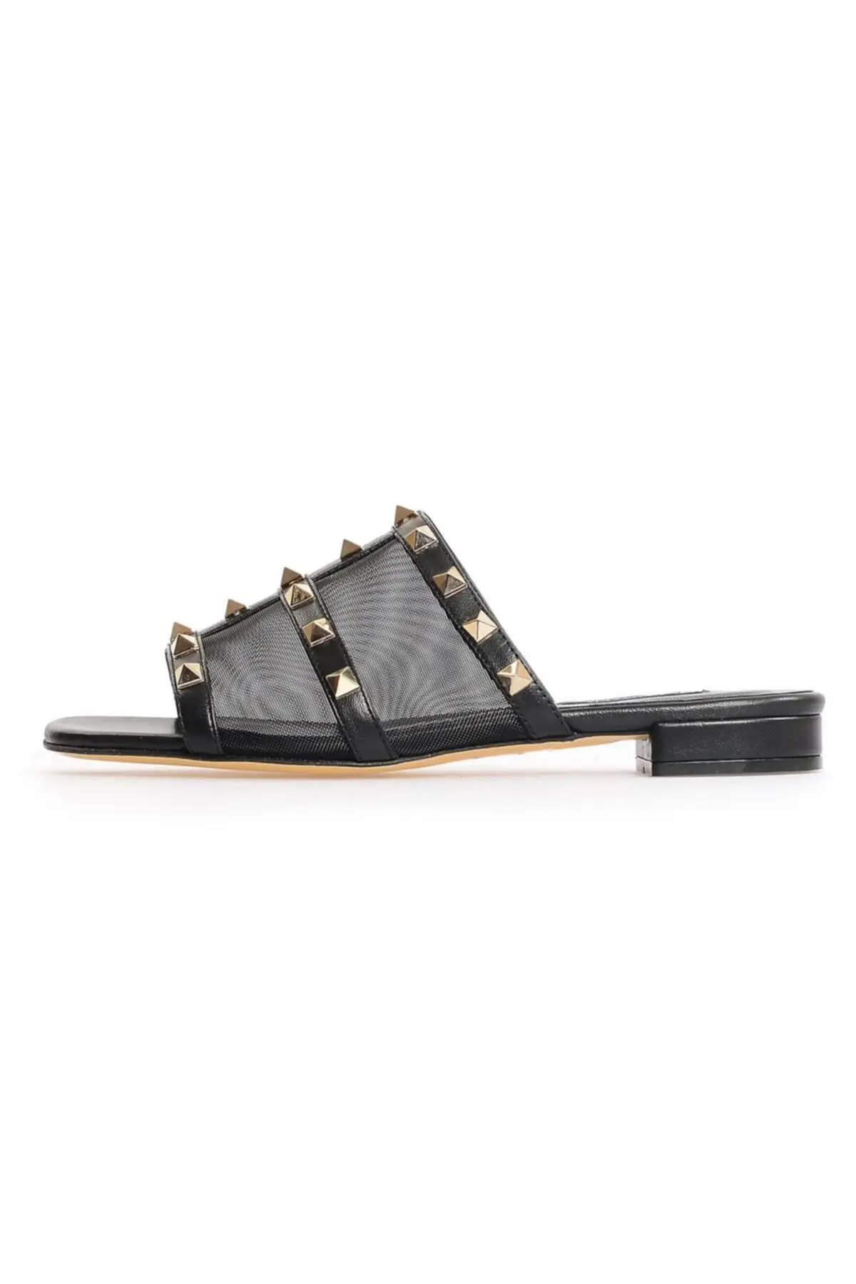 

Black leather mesh detailed Troklu slippers