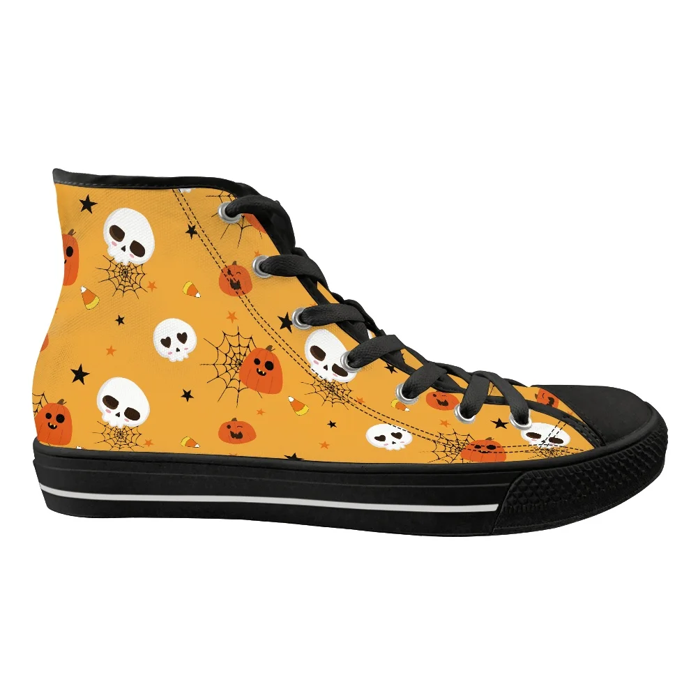 

Nopersonality Ladies Vulcanized Shoes Halloween Skull Classic High Top Sneakers for Women Lightweight Canvas Flats Buty Damskie