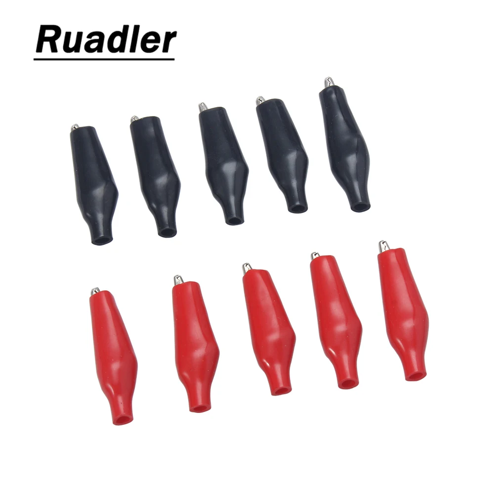 Металлический зажим типа крокодил 10 шт./20 шт. 28 мм, Электрический зажим типа крокодил, измерительный зонд, черный, красный, с пластиковой загрузкой, автомобильная батарея