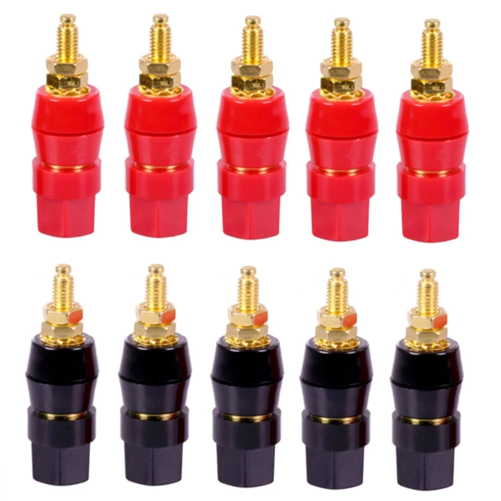 

10Pcs/Lot Gold Plated Banana Binding Post Current Amplifier 4mm Banana Plug Jack Socket Speaker Terminal 5 Pairs