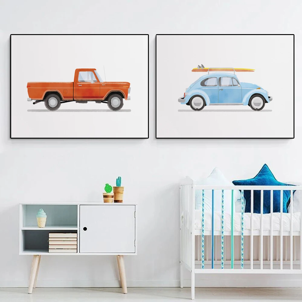 Акварель искусственная кожа автомобиль автобус внедорожник грузовик постер