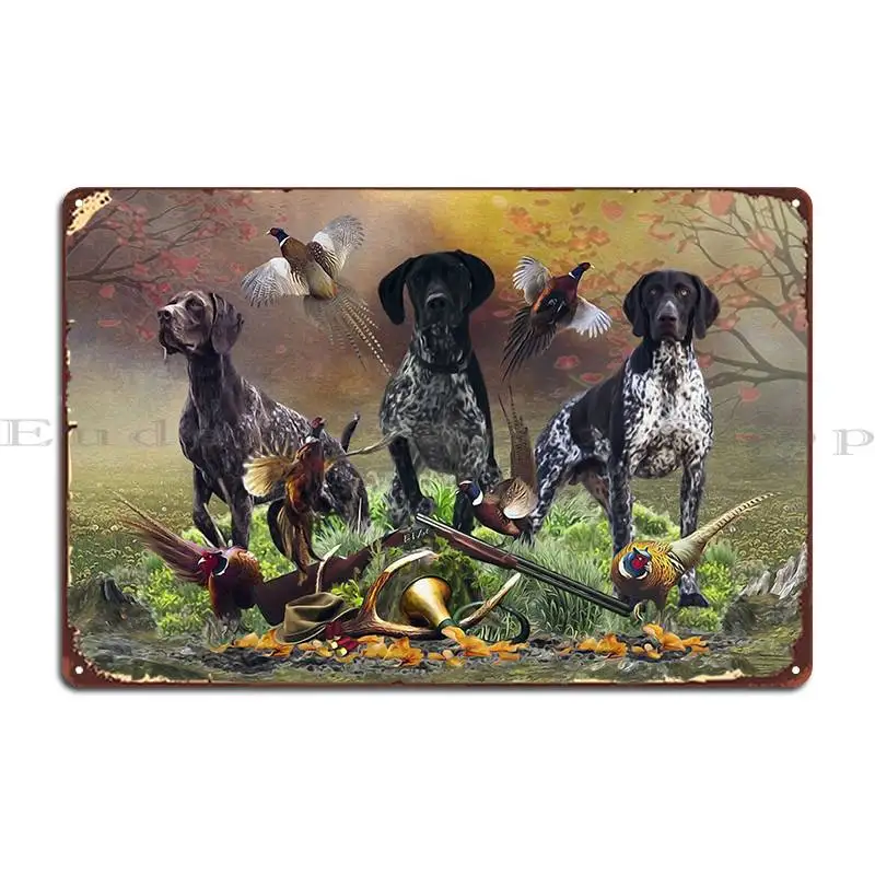 Охотничий фазан с немецкой коротковоздушной указкой металлический знак постер