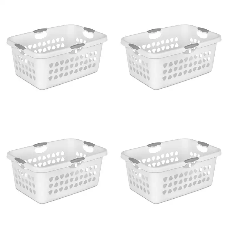 

2 Bushel Ultra Laundry Basket Plastic, White, Set of 4