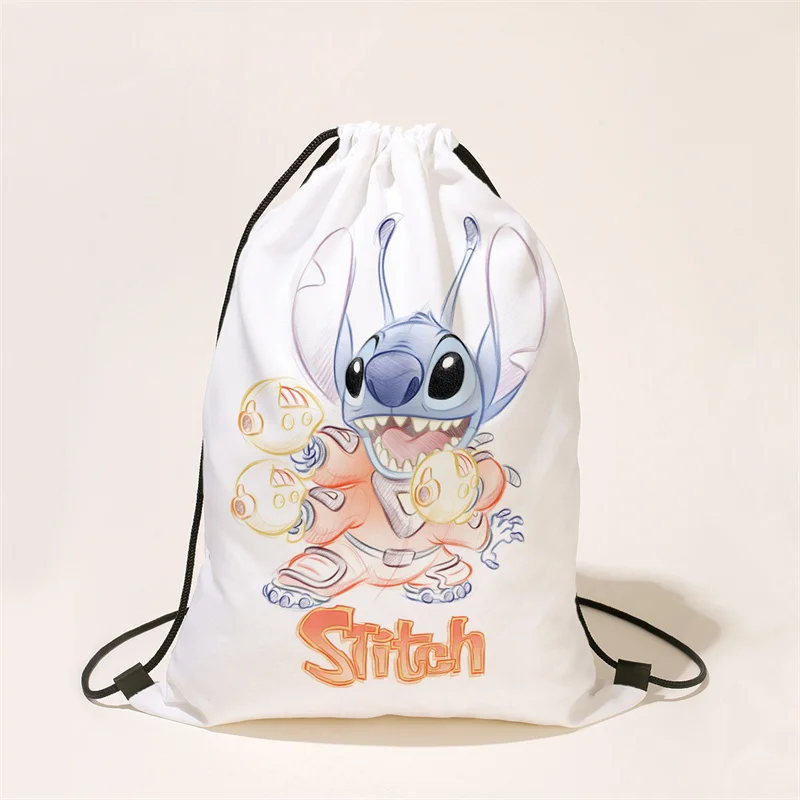 Новый аниме Disney Stitch с принтом персиковой кожи сумка на шнурке Kawaii Lilo студенческий