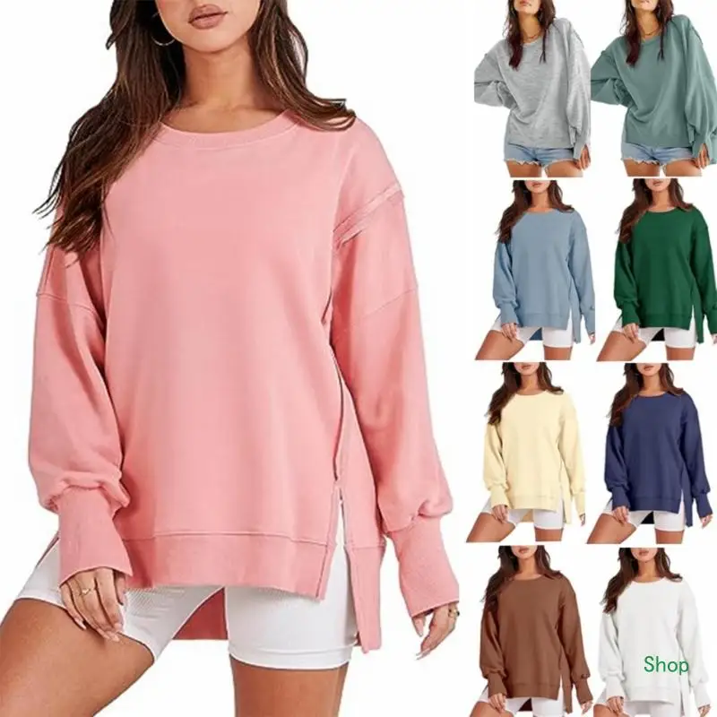 

L5YC Women's Casual Neck Sweatshirt Loose Soft Long Sleeve Pullover Hoodies Tops