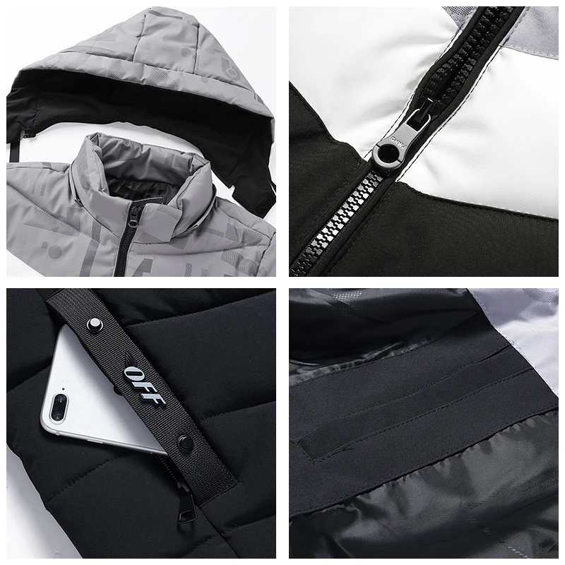 Men 2022 Winter New Warm Thick Windproof Parkas Fashion Patchwork Hooded Coat Men Autumn Outwear Classic Casual Parka Jacket Men