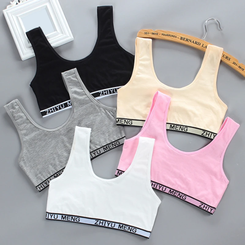 

8-18 Years Teen Girl Training Bra Puberty Adolescent Vest Wireless Children Tank Tops Letter Prints Vest Fashion Bras for Girl