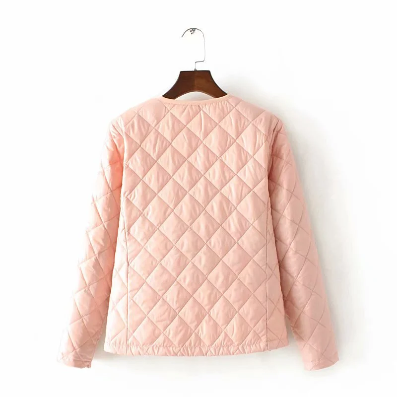 New Women's Short Coat Autumn/Winter Warm Zipper Coat Fashion Solid Color Slim Fit Comfortable Simple Lightweight Quilted Jacket