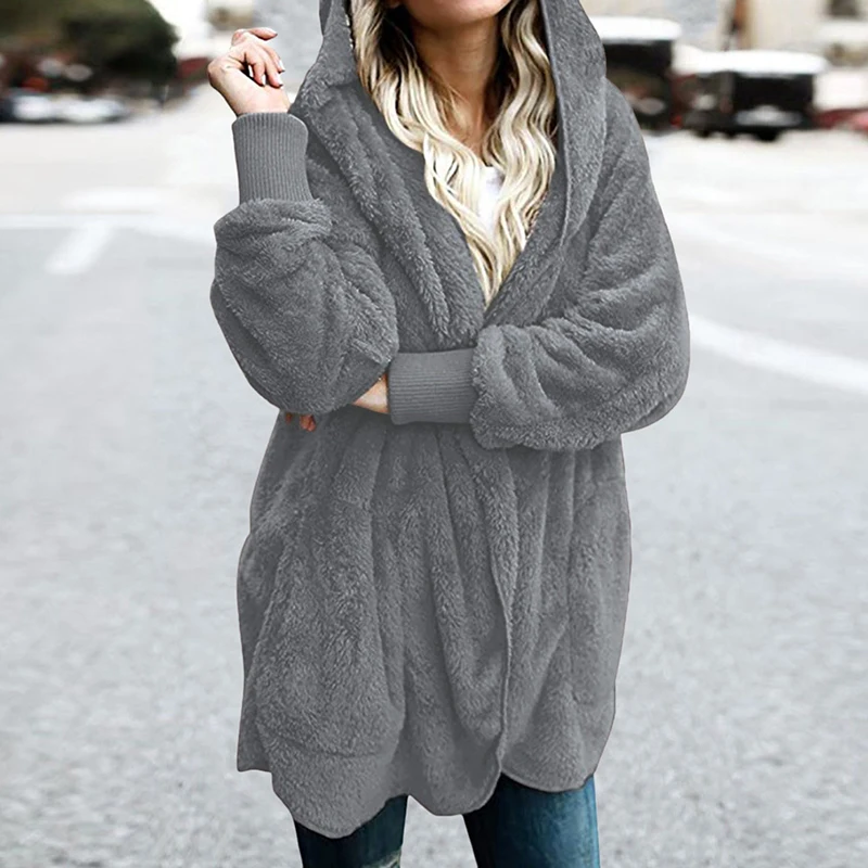 2021 S-2XL Plus Size Winter Coat Women Fur Cardigan Jacket Long  Faur Fur Coat Teddy Coats Thin Furry Jackets Outwear Outfits