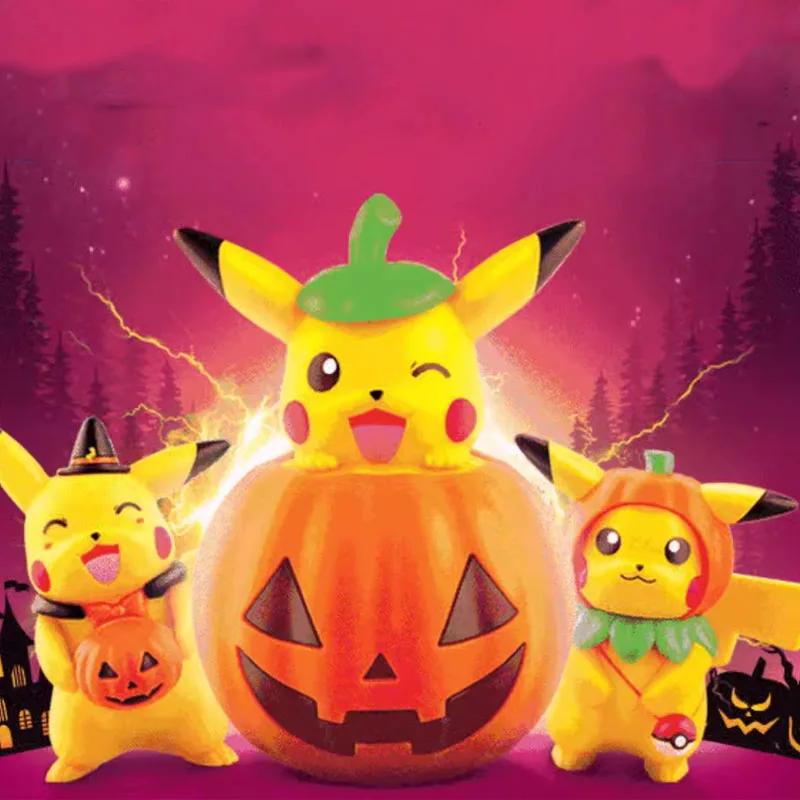 

Halloweenes Pikachu Q Verison Cute Action Figures Collection Ornaments Limited Edition Anime Peripheral Toys