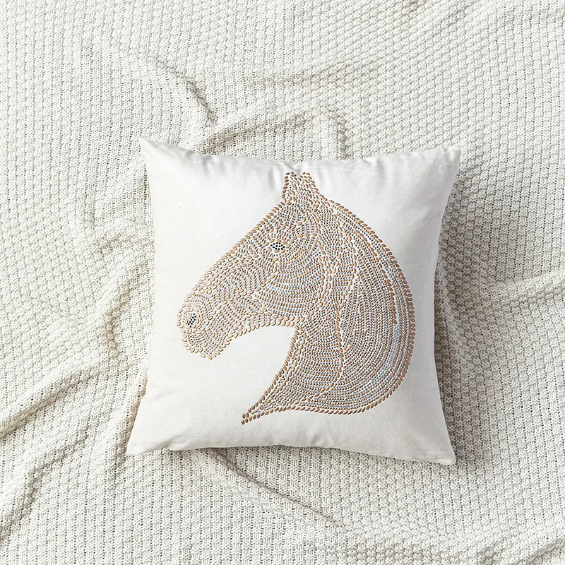 High Quality Rhinestone Velvet Cushion Cover 45x45/50x50cm Decorative Pillow Living Room Soft Luxury Horse Case |
