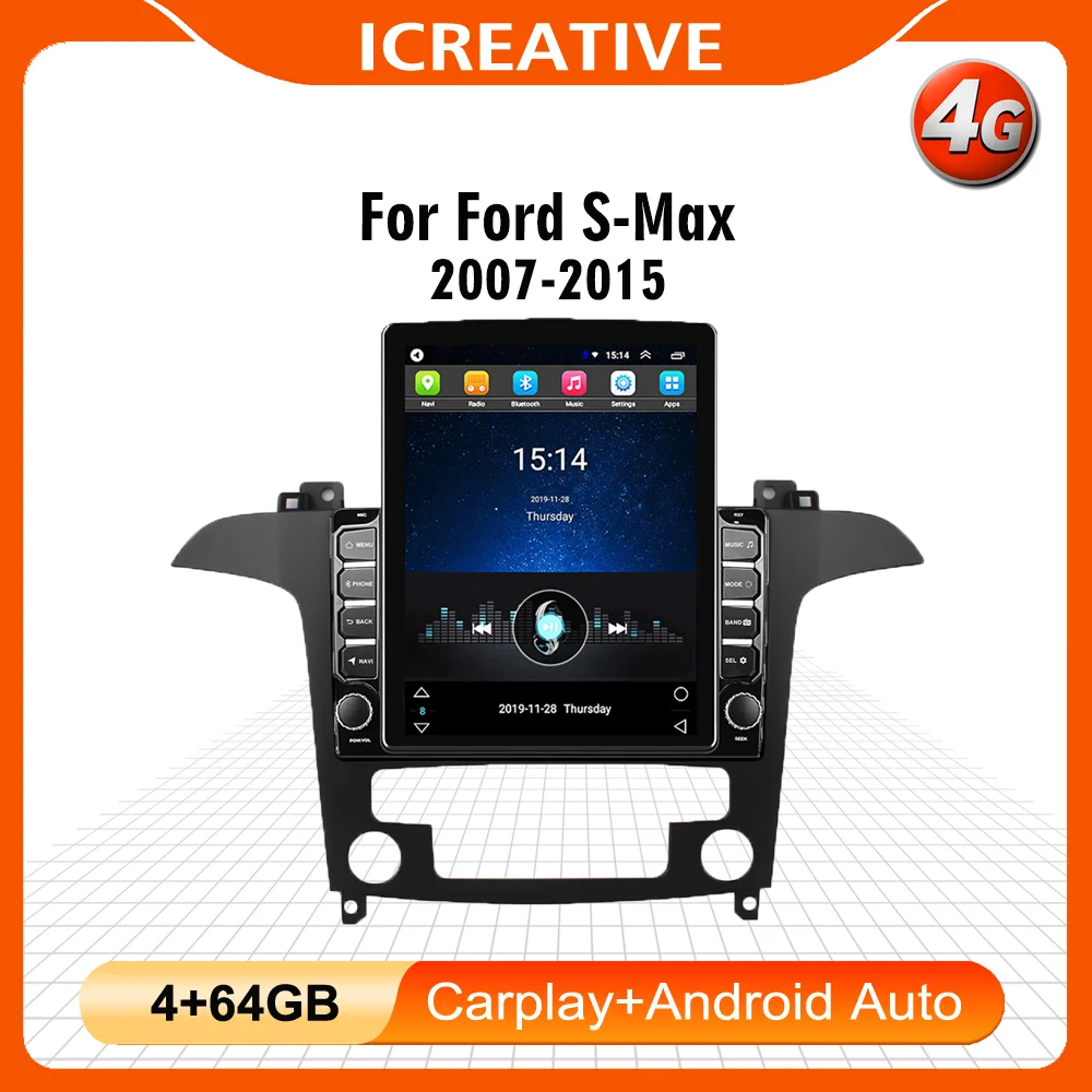 

Для Ford S-Max 2007-2015 4G Автомагнитола Carplay на 2 Din 9,7 "Tesla экран Автомобильный мультимедийный плеер GPS навигатор Android стерео