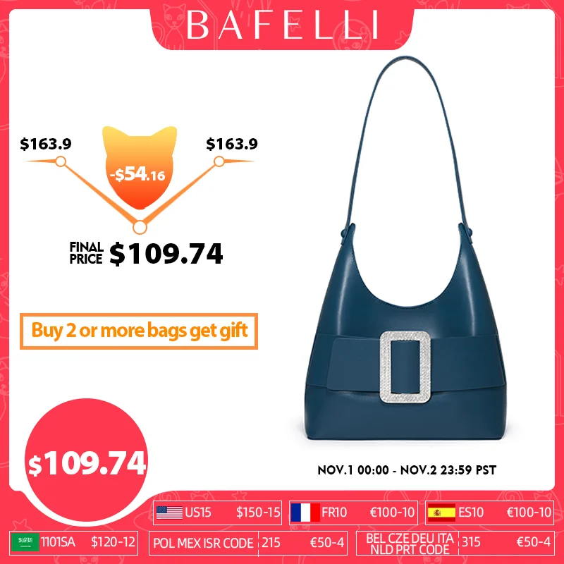 

BAFELLI 2022 WOMEN'S HANDBAGS DESIGNER ORIGINAL STYLISH FASHION HOBO TOTE CASUAL GENUINE LEATHER SHOPPER LUXURY SHOULDER BAGS