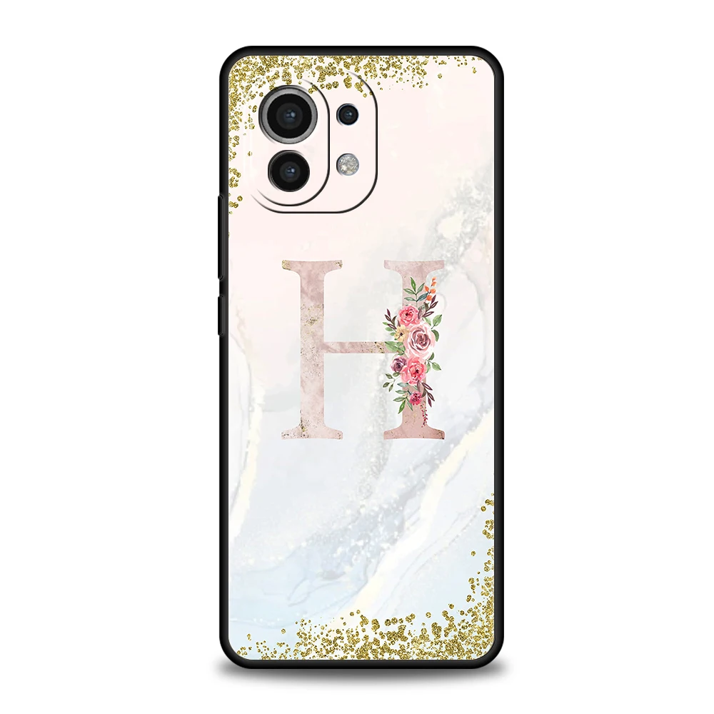 Flowers Letter Phone Case For Xiaomi Mi X3 X4 NFC F3 M3 M4 GT Note 9T 10T 10 11 Ultra 11T 11X 12 Pro Lite 5G Silicone Shell Bag